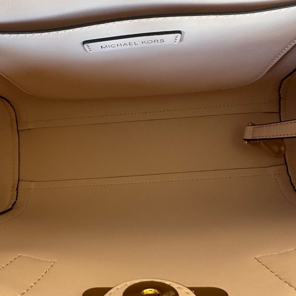 MICHAEL KORS KALI MD SATCHEL SHOULDER BAG + IPAD CASE MK ROSE GOLD WHITE PINK - Picture 11 of 14